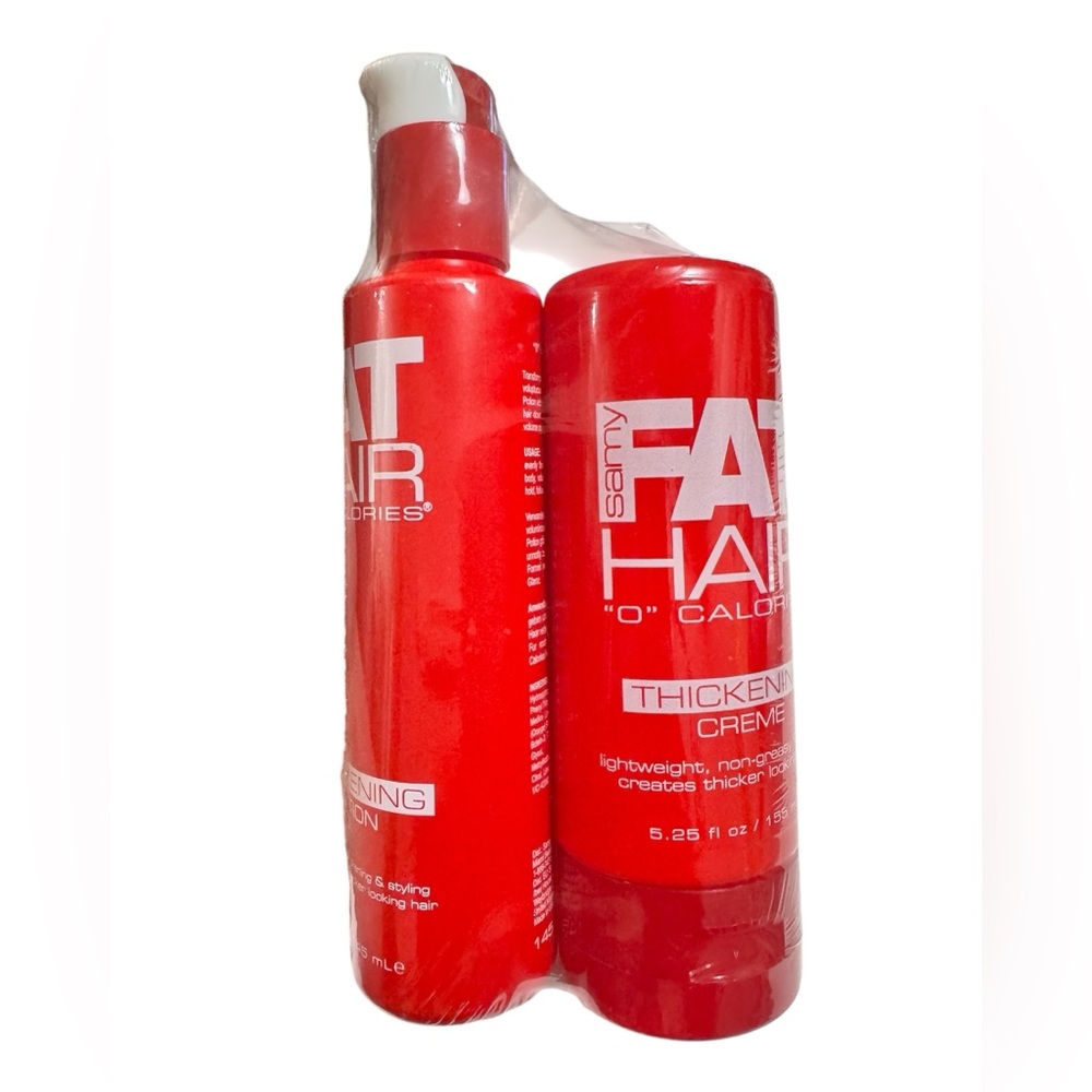 Samy Fat Hair 0 Calories THICKENING CREME 5.25oz & Thickening Potion 5floz. NEW